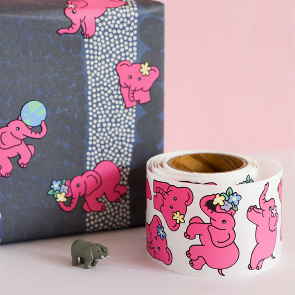 アニマル ロールステッカー Pink Elephant