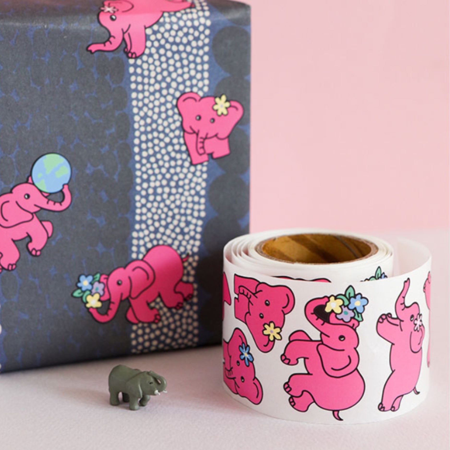 アニマル ロールステッカー Pink Elephant