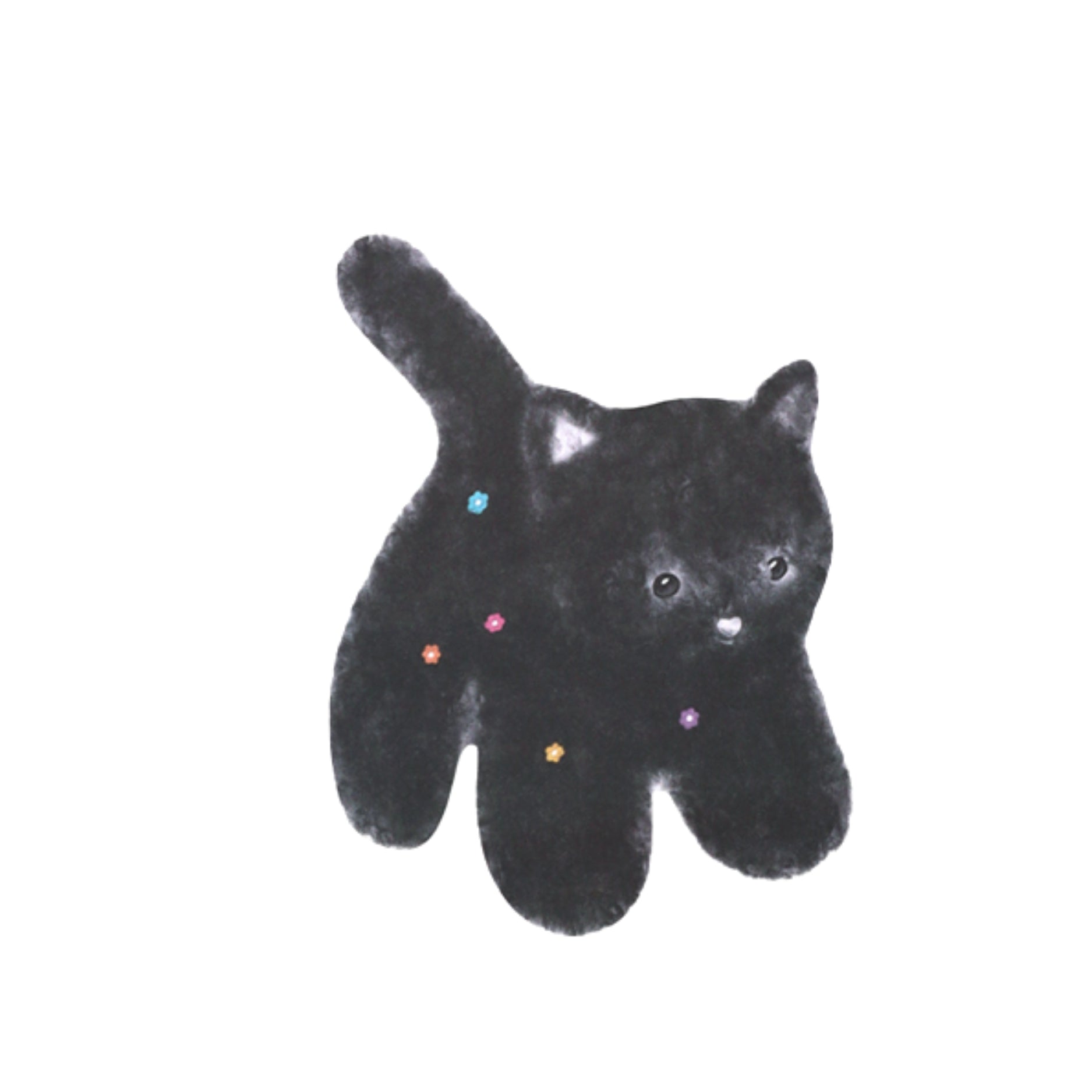 もこもこ型抜きポストカード - 黒ねこ