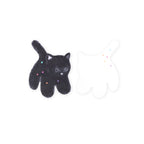 もこもこ型抜きポストカード - 黒ねこ