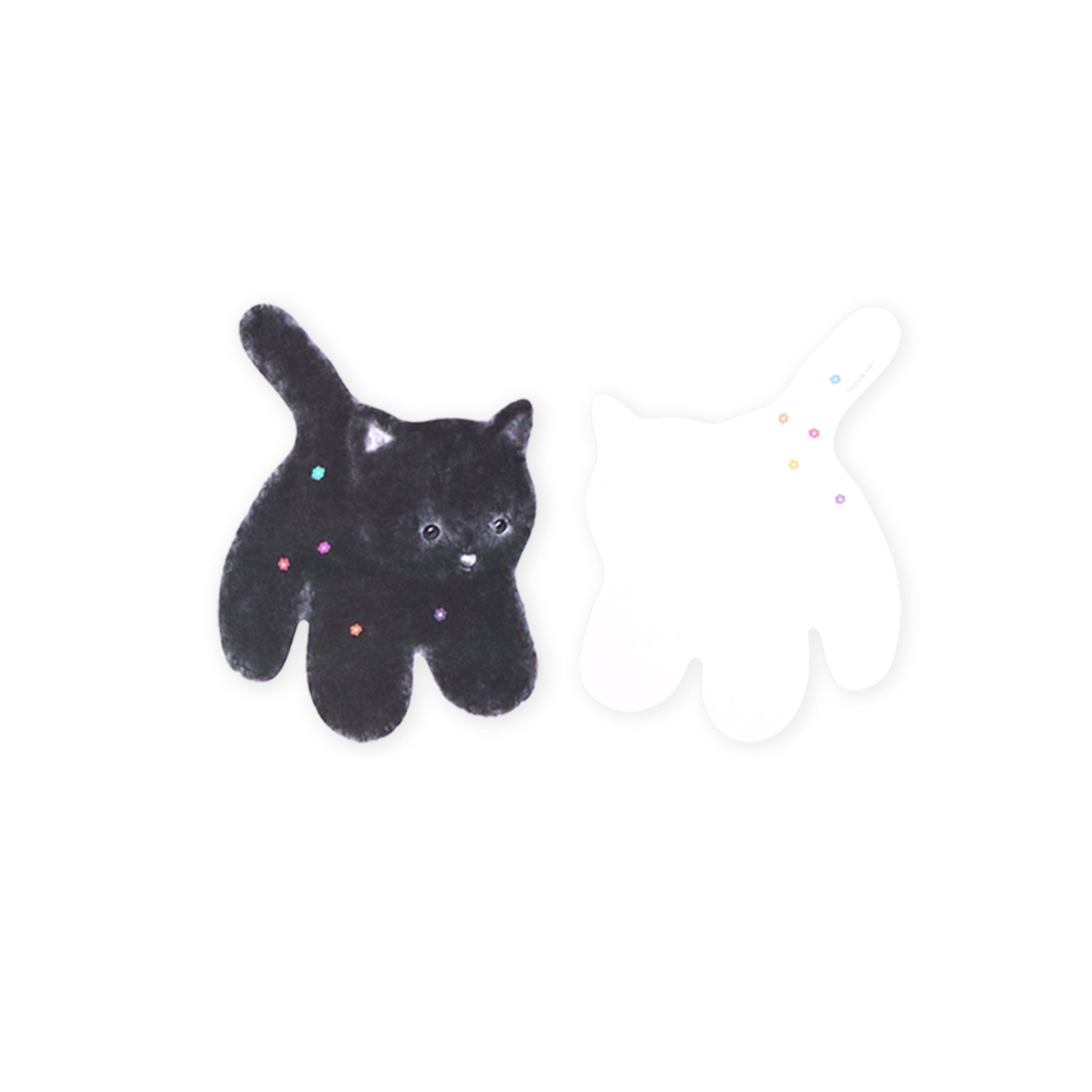 もこもこ型抜きポストカード - 黒ねこ
