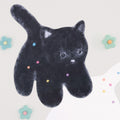 もこもこ型抜きポストカード - 黒ねこ