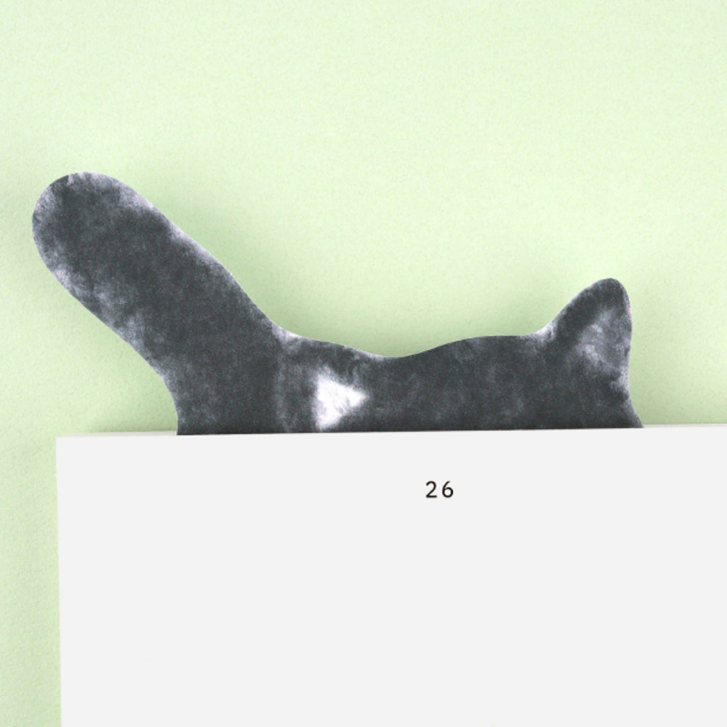 もこもこ型抜きポストカード - 黒ねこ