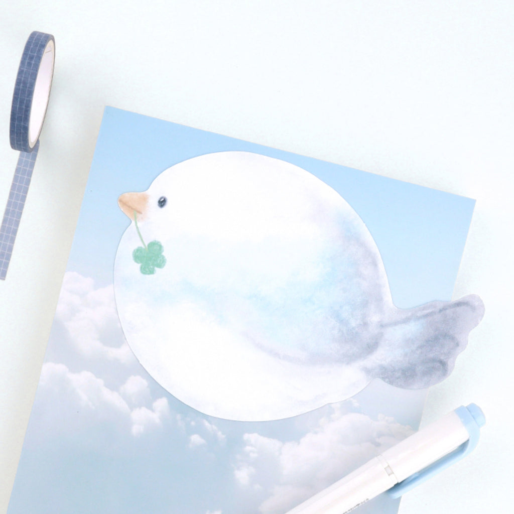 もこもこ型抜きポストカード - 青い鳥