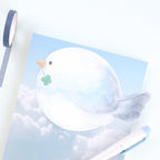 もこもこ型抜きポストカード - 青い鳥